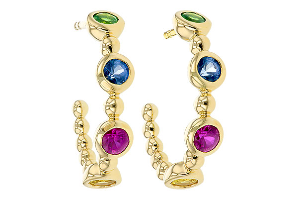 B321-54820: EARR .68 TW MULTI-COLOR SAPPH & GREEN GARNET