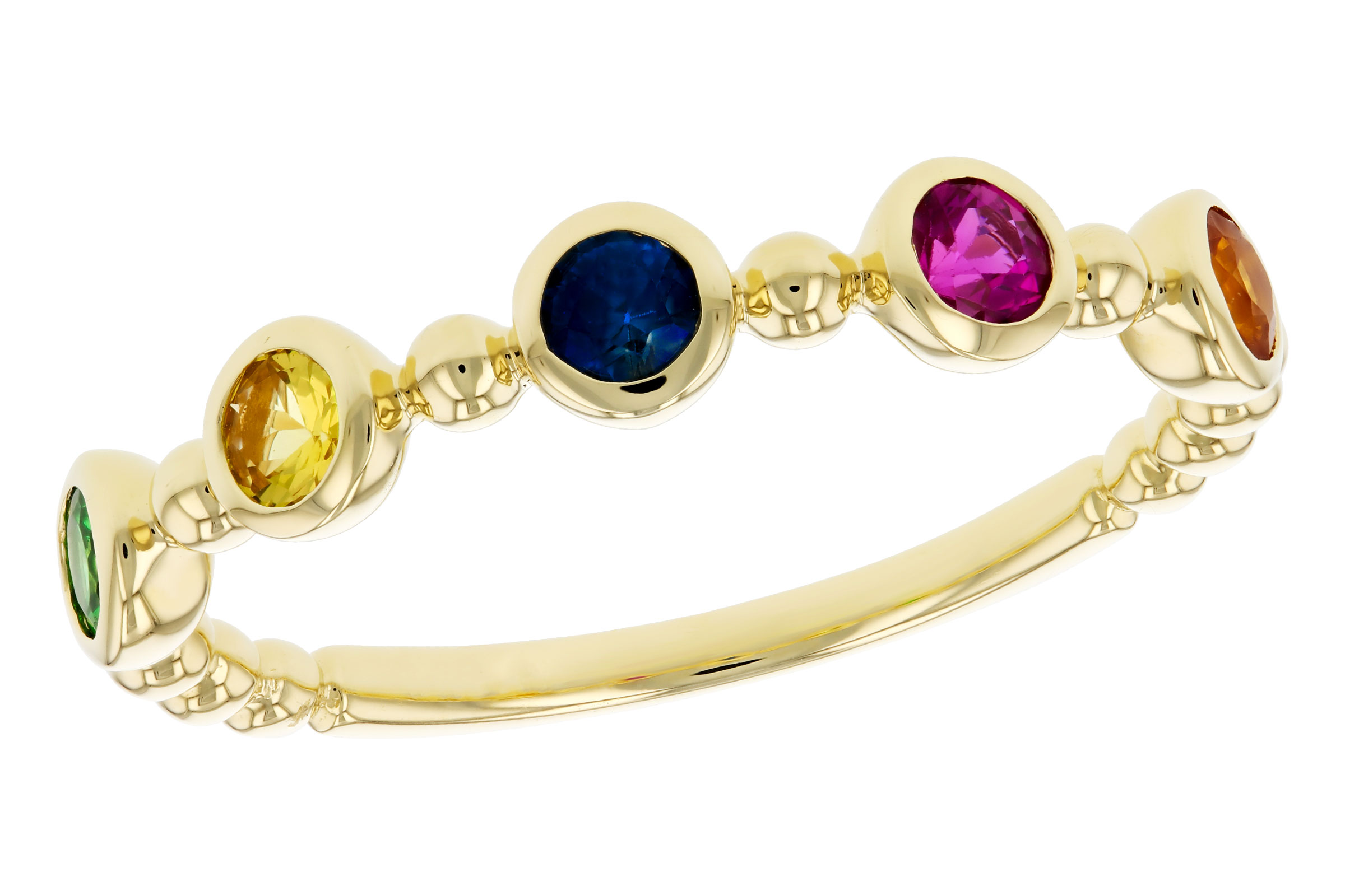 C321-54820: LDS WED RG .52 TW MULTI-COLOR SAPPH & GREEN GARNET