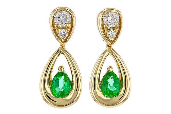D320-67593: EARRINGS .20 EMERALD .32 TGW (4x3 EMER)