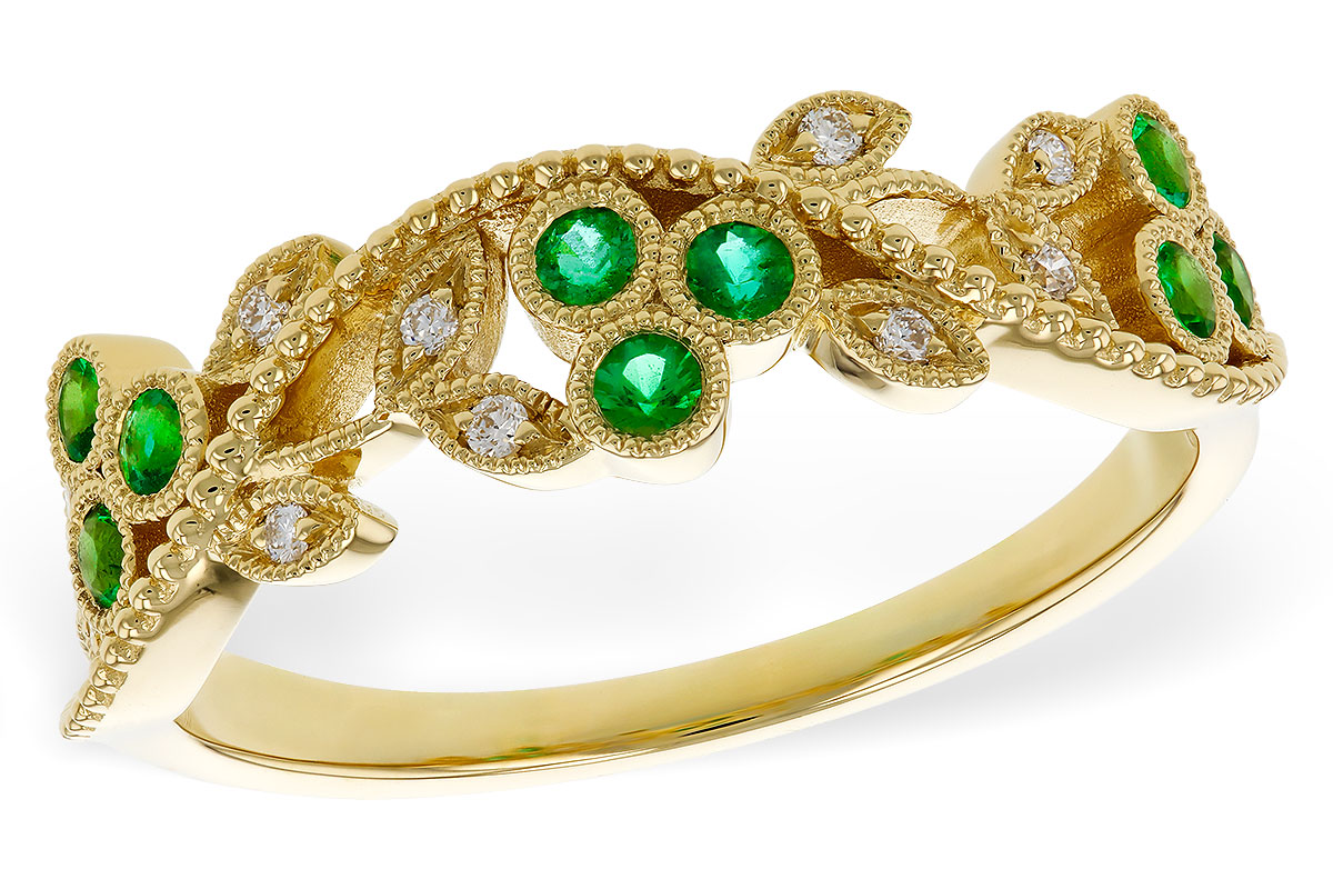 D320-72093: LDS WED RG .17 EMERALD TW .23 TGW