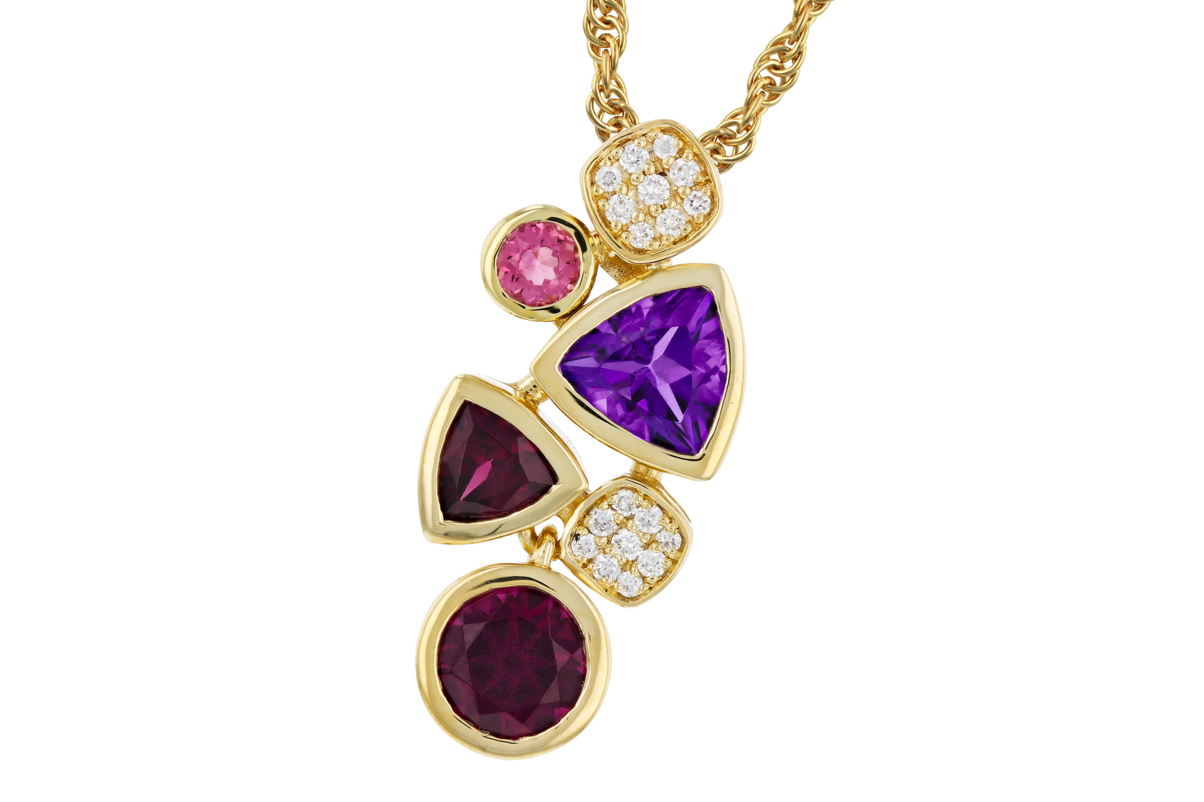 D321-56702: NECKLACE 1.34 SEMI-PREC (AM,RHO,PT) 1.40 TGW
