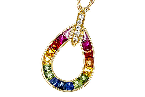 F320-66665: NECKLACE 1.10 MULTI-COLOR SAPPH 1.15 TGW