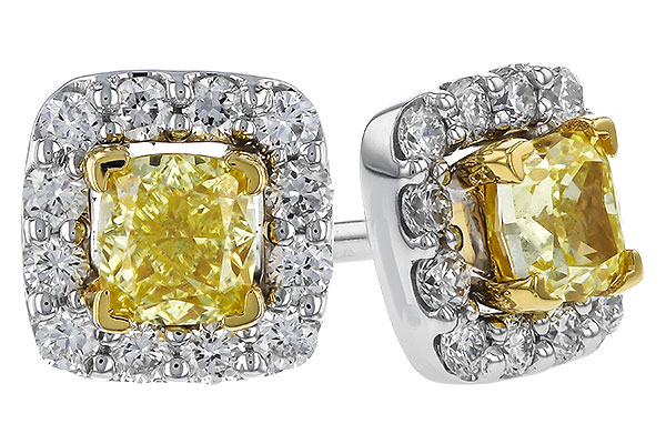 F320-67584: EARR .38 FANCY YELLOW DIAMONDS .54 TW