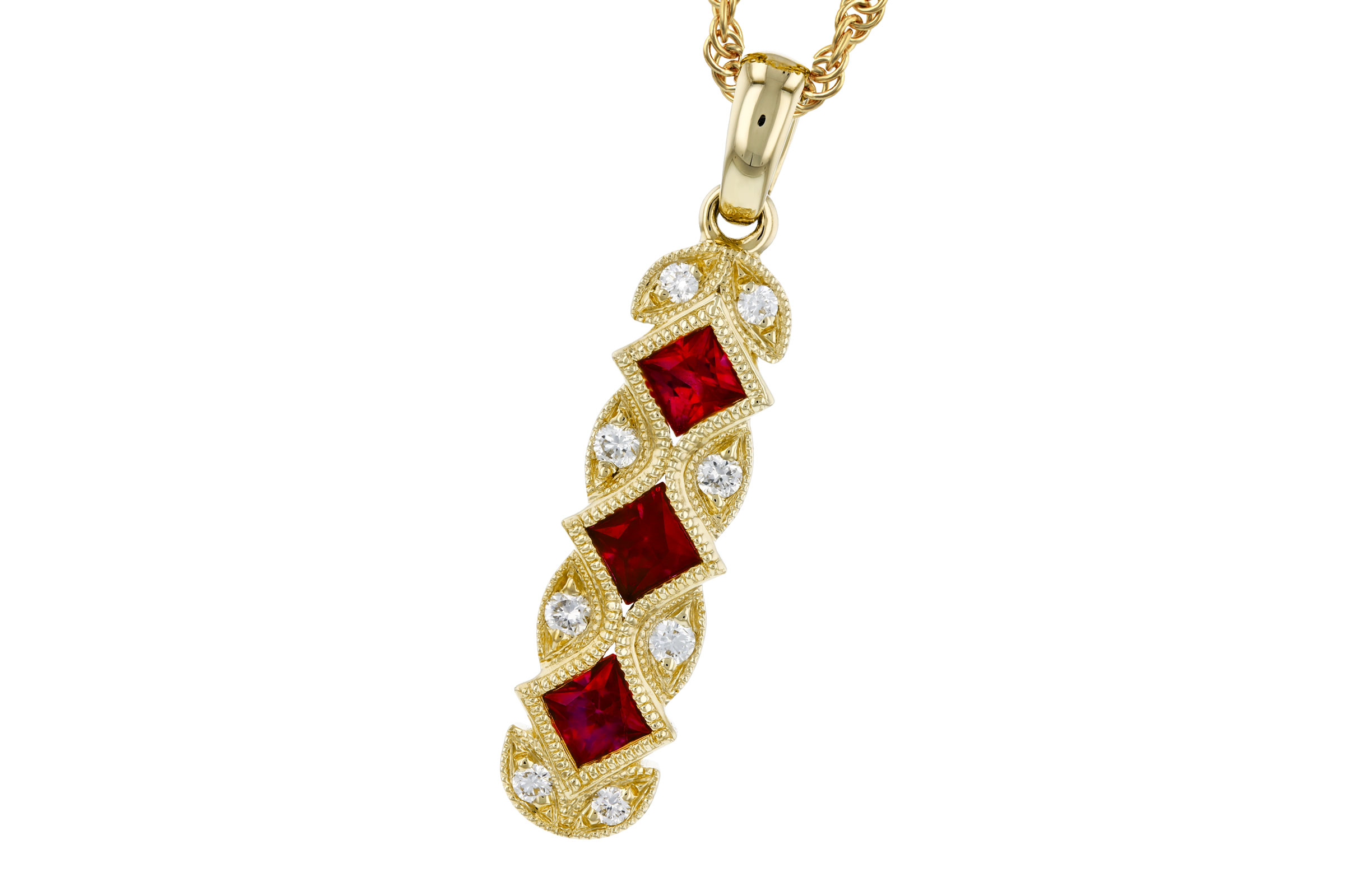 F321-55765: NECKLACE .55 TW RUBY .64 TGW