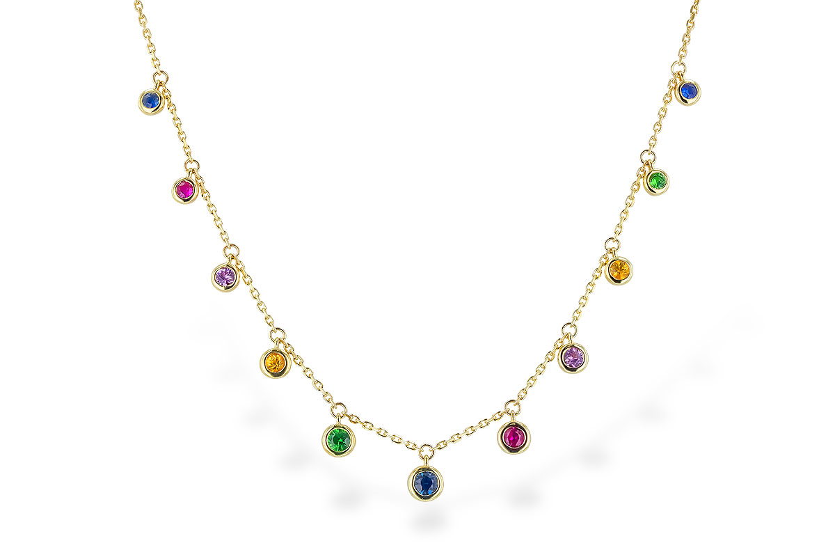 K319-79392: NECK .90 TW MULTI-COLOR SAPPH & GREEN GARNET (18")