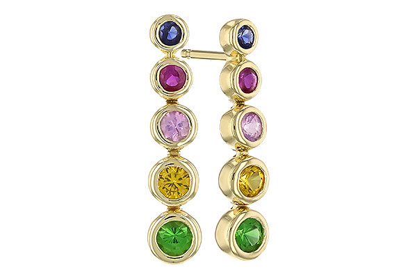 K319-81265: EARR .60 TW MULTI-COLOR SAPPH & GREEN GARNET