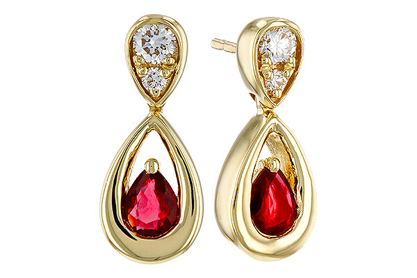 K320-66674: EARRINGS .40 RUBY .52 TGW (4x3 RUBY)